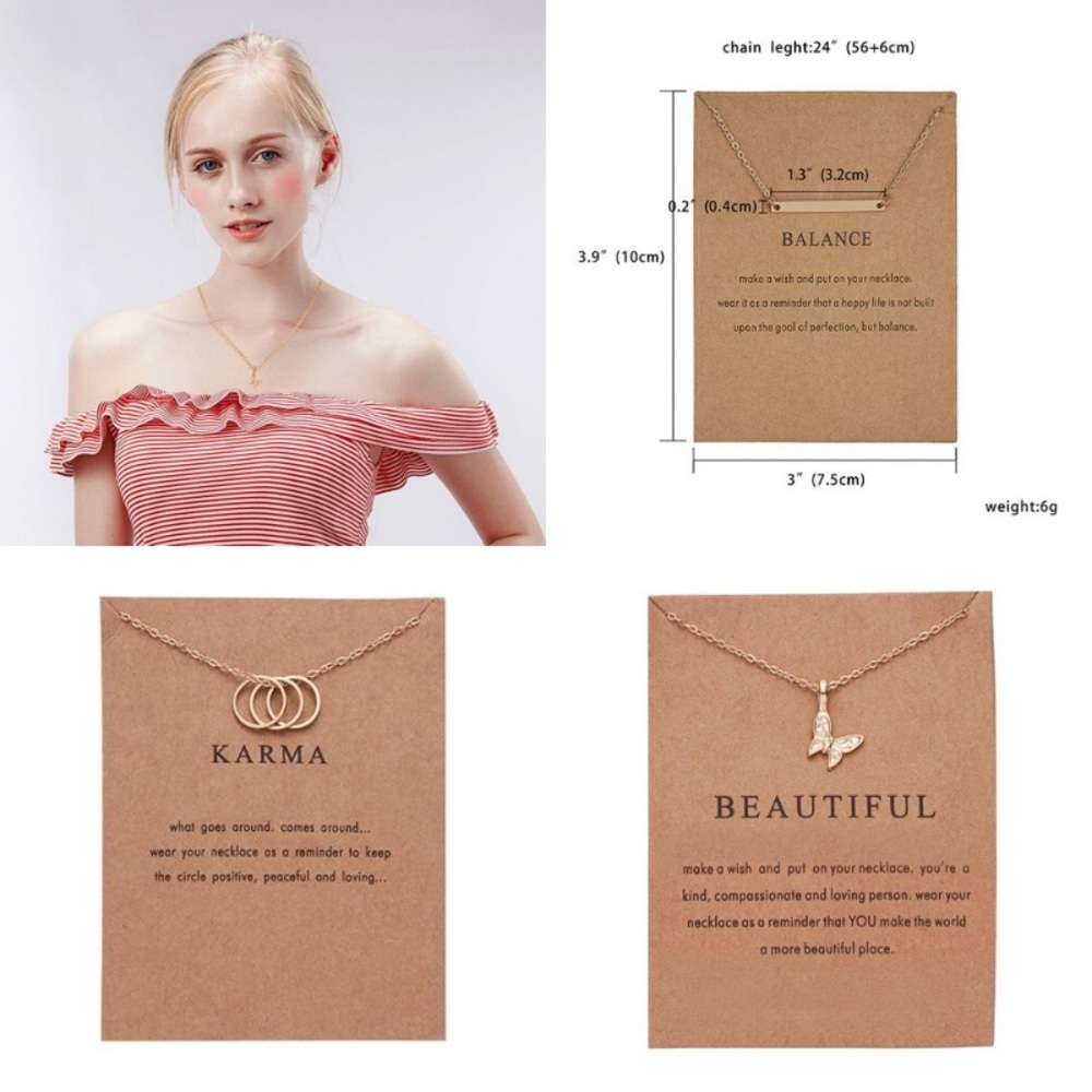 Dainty Sentiment Pendant Charm Necklaces